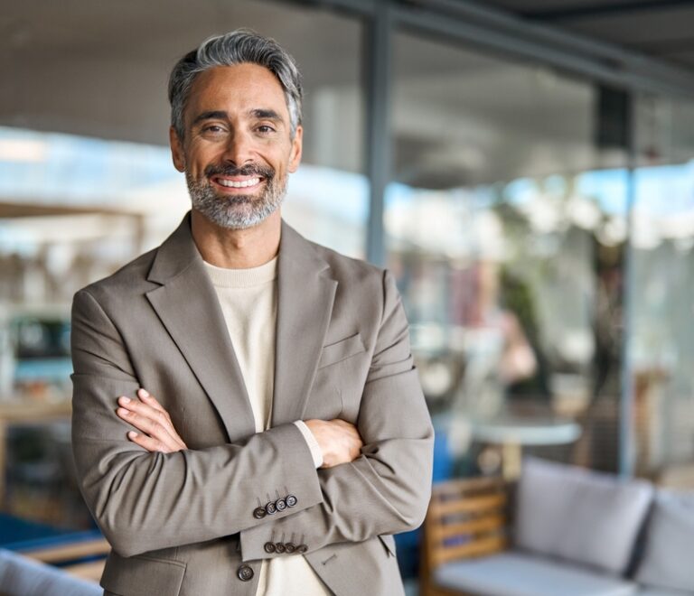 Happy,Middle,Aged,Business,Man,Entrepreneur,Looking,At,Camera,Outdoors.